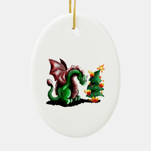 Merry kerst Dragon Keramisch Ornament (Achterkant)