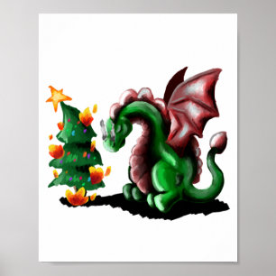 Merry kerst Dragon Poster
