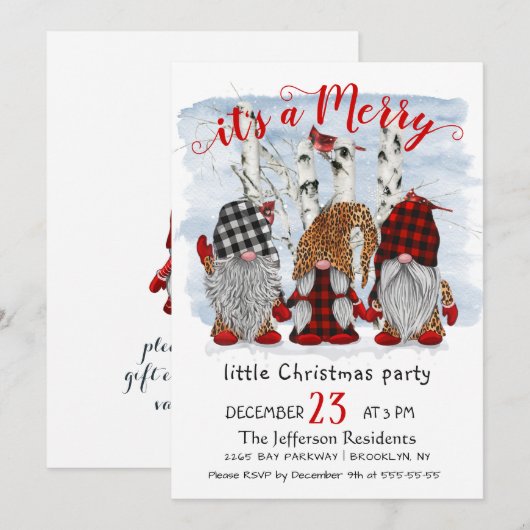 Merry Kerst Dwergjes Kerstfeestje Kaart (Voorkant / Achterkant)