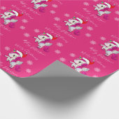 Merry-kerst-eenhoorn en sneeuwvlokken op maat cadeaupapier (Hoek)