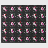 Merry-kerst-eenhoorn en sneeuwvlokken op maat cadeaupapier (Vlak)