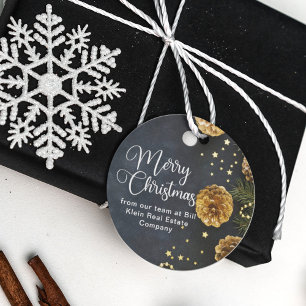 Merry kerst Elegant Black Gold Custom Company Bedankjes Labels
