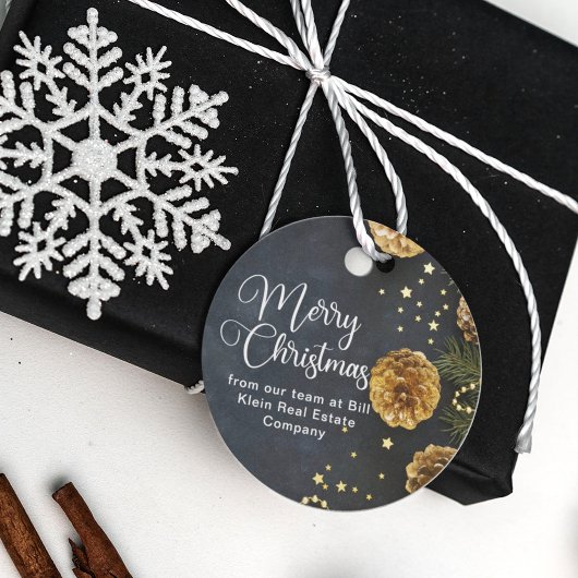 Merry kerst Elegant Black Gold Custom Company Bedankjes Labels