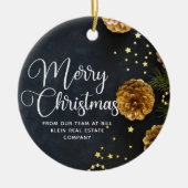 Merry kerst Elegant Black Gold Custom Company Keramisch Ornament (Voorkant)