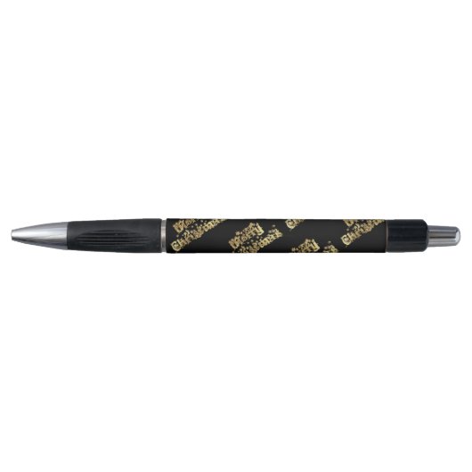 Merry kerst Elegant Black Gold Star Typografie Pen (Voorkant)