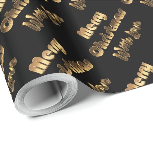 Merry kerst Elegant Black Gold Typografie Cadeaupapier (Rol Hoek)