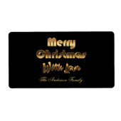 Merry kerst Elegant Black Gold Typografie Etiket (Voorkant)