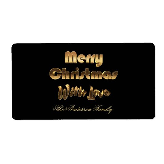 Merry kerst Elegant Black Gold Typografie Etiket (Voorkant)