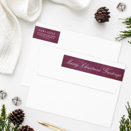 Merry kerst Elegant Burgundy Return Address