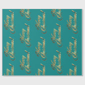Merry kerst Elegant Faux Gold Script Blauwgroen Cadeaupapier (Vlak)