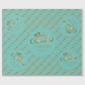 Merry kerst Elegant Faux Gold Script Blauwgroen Cadeaupapier (Vlak)