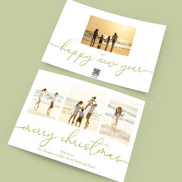 Merry kerst Elegant Gold Calligrafie 4 Foto Feestdagenkaart