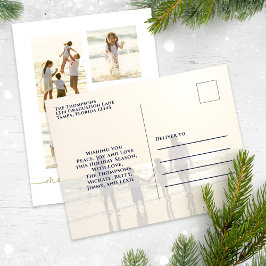 Merry kerst Elegant Gold Calligrafie 5 Foto Feestdagenkaart