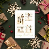 Merry kerst Elegant Gold Calligrafie 5 Foto Feestdagenkaart
