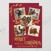 Merry kerst Elegant Gold Photo Collage   Feestdagenkaart (Voorkant / Achterkant)