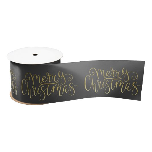 Merry kerst Elegant Gold Script Typografie Satijnen Lint (Spoel)