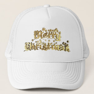Merry kerst Elegant Gold Stars Typografie Trucker Pet