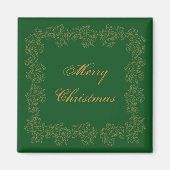 Merry kerst Elegant Green Gold Magnet (Voorkant)