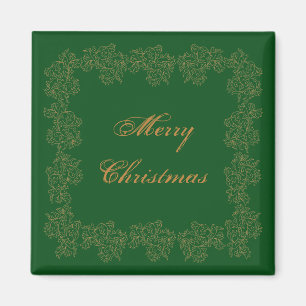 Merry kerst Elegant Green Gold Magnet