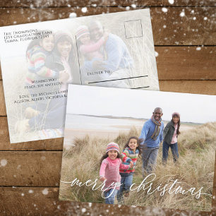 Merry kerst Elegant Green Snowflake 2 foto Feestdagenkaart