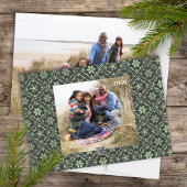 Merry kerst Elegant Green Snowflake 2 foto Feestdagenkaart