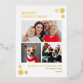 Merry kerst Elegant Photo Collage Gold Folie Feestdagenkaart (Voorkant)