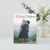Merry kerst Elegant Red Green Typografie Foto Feestdagenkaart (Staand voorkant)