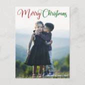Merry kerst Elegant Red Green Typografie Foto Feestdagenkaart (Voorkant)