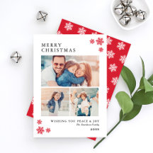 Merry kerst Elegant Red Photo Collage