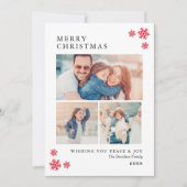 Merry kerst Elegant Red Photo Collage Feestdagenkaart (Voorkant)