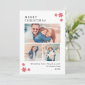 Merry kerst Elegant Red Photo Collage Feestdagenkaart (Staand voorkant)