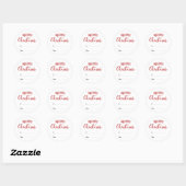 Merry kerst Elegant Red Script | CadeauLabel Ronde Sticker (Vel)