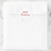 Merry kerst Elegant Red Script | CadeauLabel Ronde Sticker (Tas)