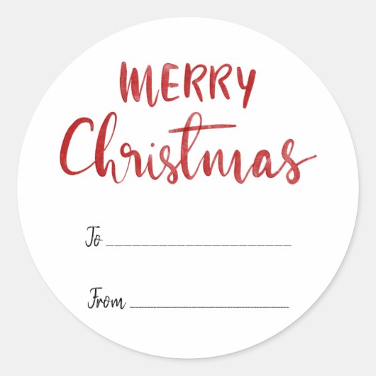 Merry kerst Elegant Red Script | CadeauLabel Ronde Sticker (Voorkant)