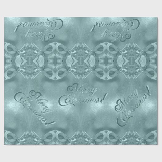 Merry kerst Elegant Script Blue Turquoise Cadeaupapier (Vlak)