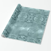 Merry kerst Elegant Script Blue Turquoise Cadeaupapier (Uitgerold)