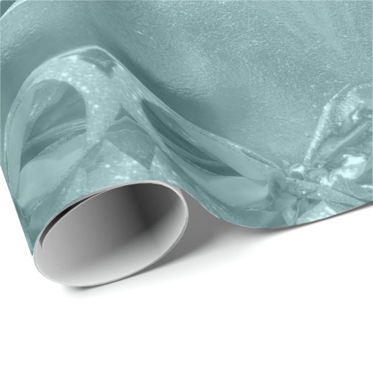 Merry kerst Elegant Script Blue Turquoise Cadeaupapier (Rol Hoek)