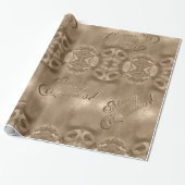 Merry kerst Elegant Script Copper Brown Cadeaupapier (Uitgerold)