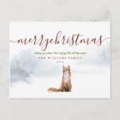 Merry kerst Elegant Script Winter Fox Briefkaart (Voorkant)