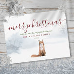 Merry kerst Elegant Script Winter Fox Briefkaart<br><div class="desc">Geef jouw naam een persoonlijk tintje op dit briefkaart met een vos op een winterscène met bossen. Ontworpen door: Thisnotme©</div>