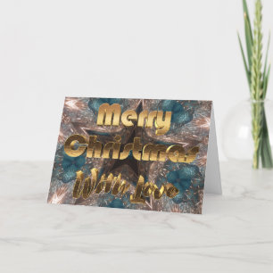 Merry kerst Elegant Star Silver Turquoise Feestdagen Kaart