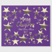 Merry kerst Elegant Stars Pattern Paars Cadeaupapier (Vlak)