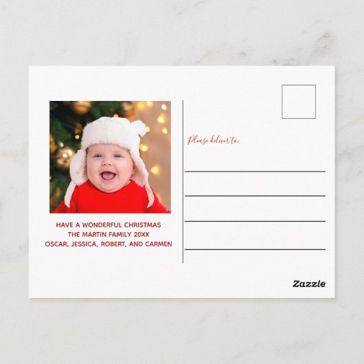 Merry kerst Elegant White Typografie Foto Briefkaart (Achterkant)
