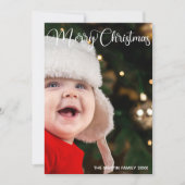 Merry kerst Elegant White Typografie Foto Feestdagenkaart (Voorkant)