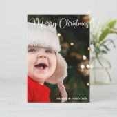 Merry kerst Elegant White Typografie Foto Feestdagenkaart (Staand voorkant)