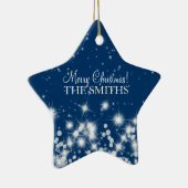 Merry kerst Elegant Winter Sparkle Royal Blue Keramisch Ornament (Rechts)