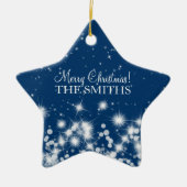 Merry kerst Elegant Winter Sparkle Royal Blue Keramisch Ornament (Voorkant)