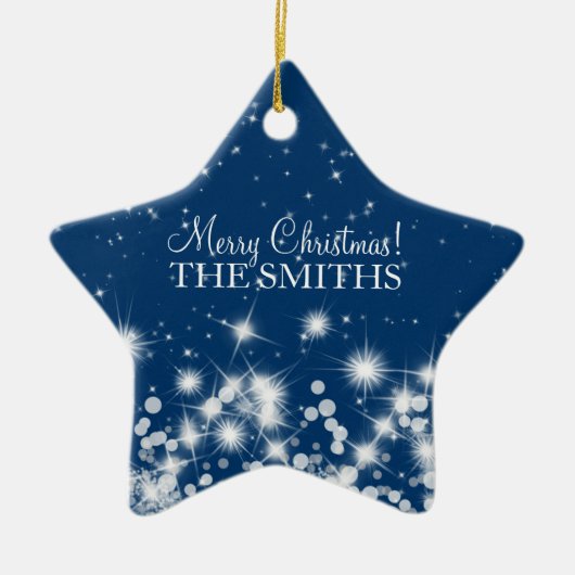 Merry kerst Elegant Winter Sparkle Royal Blue Keramisch Ornament (Voorkant)