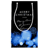 Merry kerst Elegant Winter Wonder Blue Klein Cadeauzakje (Voorkant)