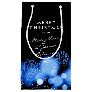 Merry kerst Elegant Winter Wonder Blue Klein Cadeauzakje